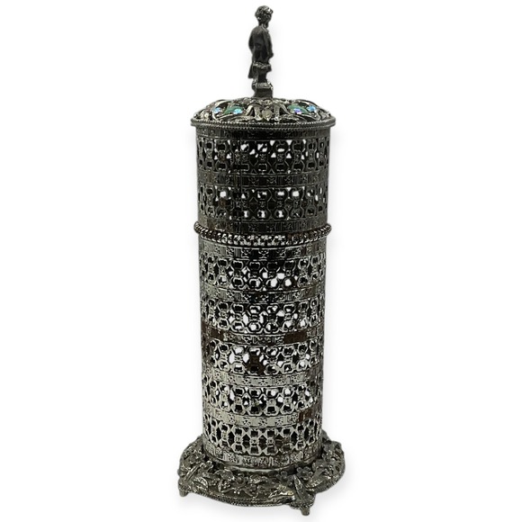 Other - Vintage Filigree Rhinestones Container Sam Fink Cherub Vanity Hairspray Holder